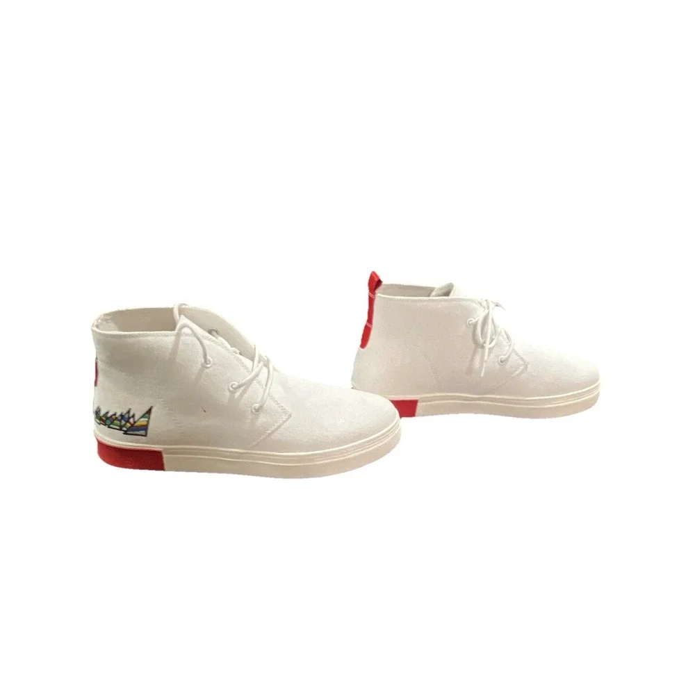 18N23/STRAUSS+RAMM The Chukka-E White Red‎ Canvas Chukka Sneakers Men's US 11.5